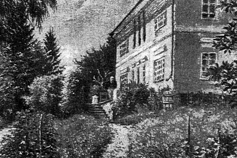 А.А. Фет на террасе в своем имении Воробьёвке. С картины Я.П. Полонского. 1890 г.