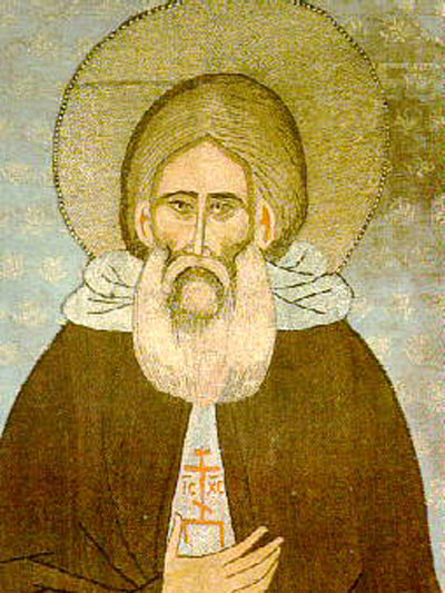 Преподобный Сергий Радонежский. Фрагмент шитого надгробного покрова, датируемого ок. 1422–1425/6 гг.