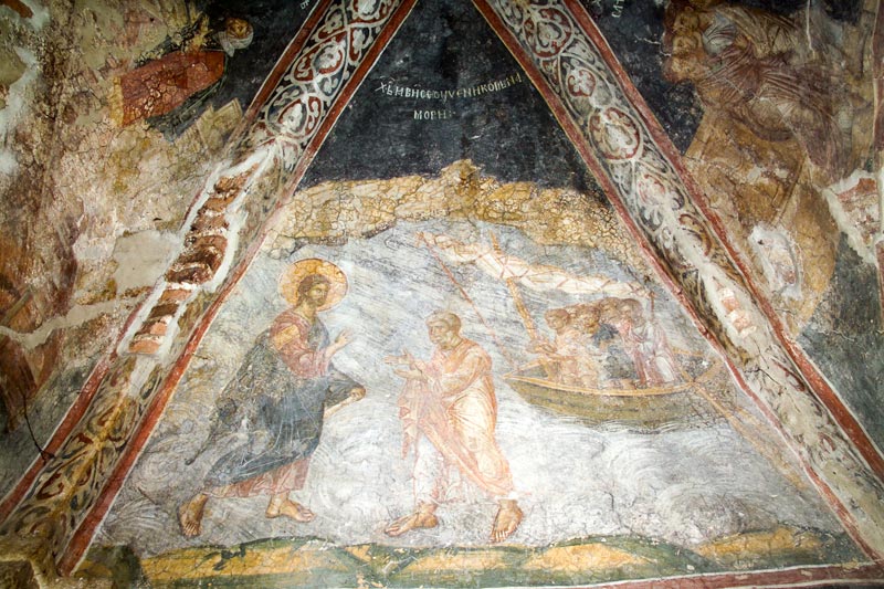 Хождение по водам. Фреска. Монастырь Дечаны, Сербия. XIV в.