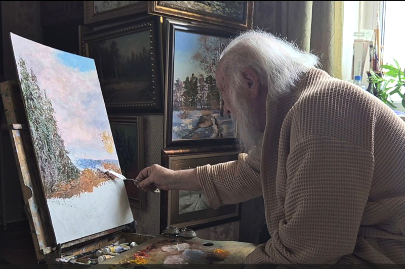 Протоиерей Стефан Домусчи (старший) пишет пейзаж